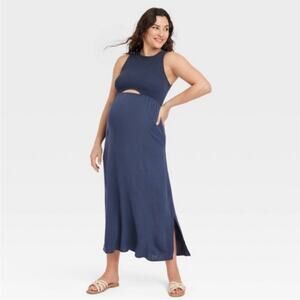 Isabel ingrid + Isabel blue Smocked Cut Out Maxi Maternity Dress woman’s small